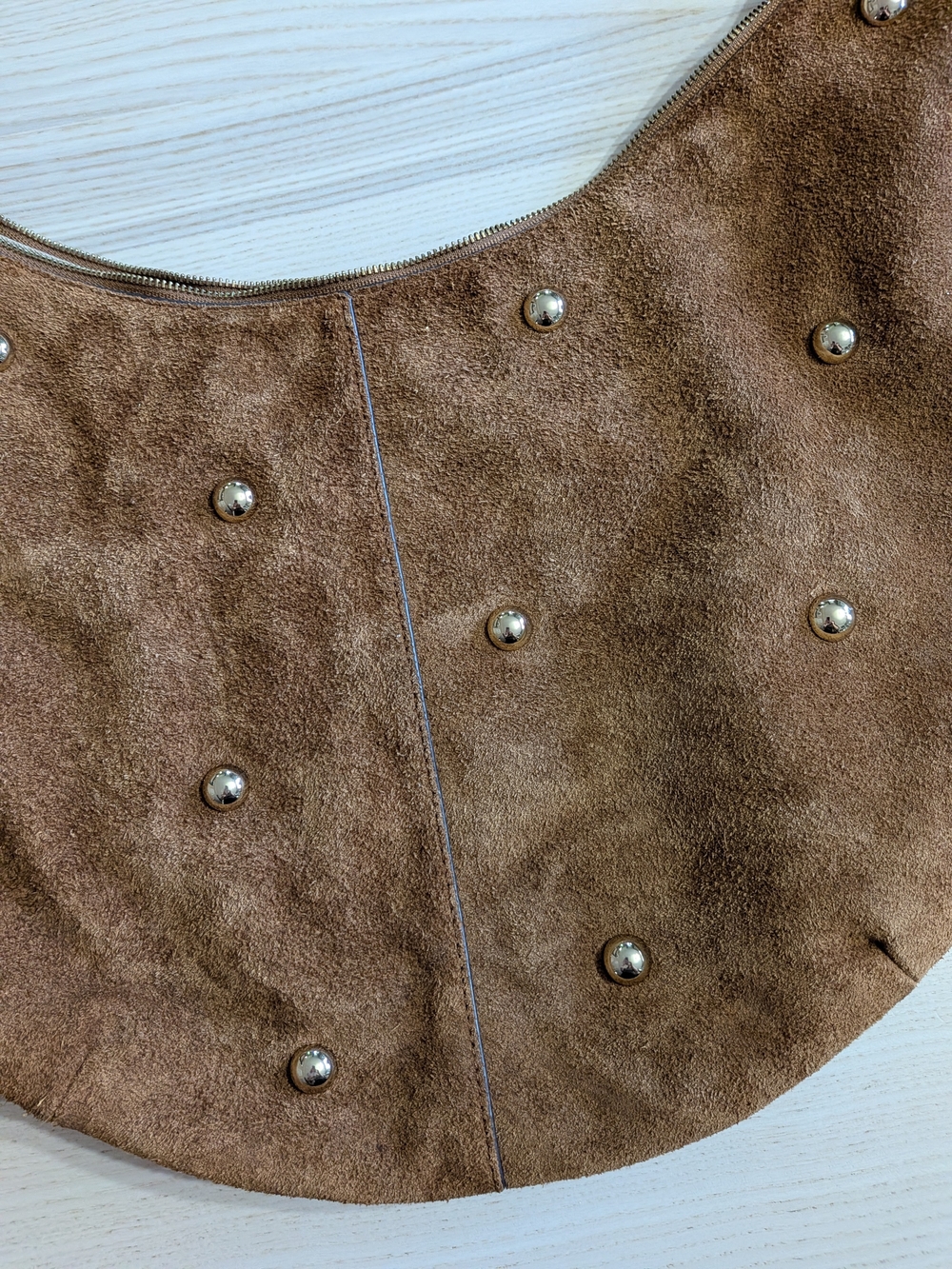 Madewell Brown Suede Studded Hobo Shoulder Bag - Picture 2 of 5